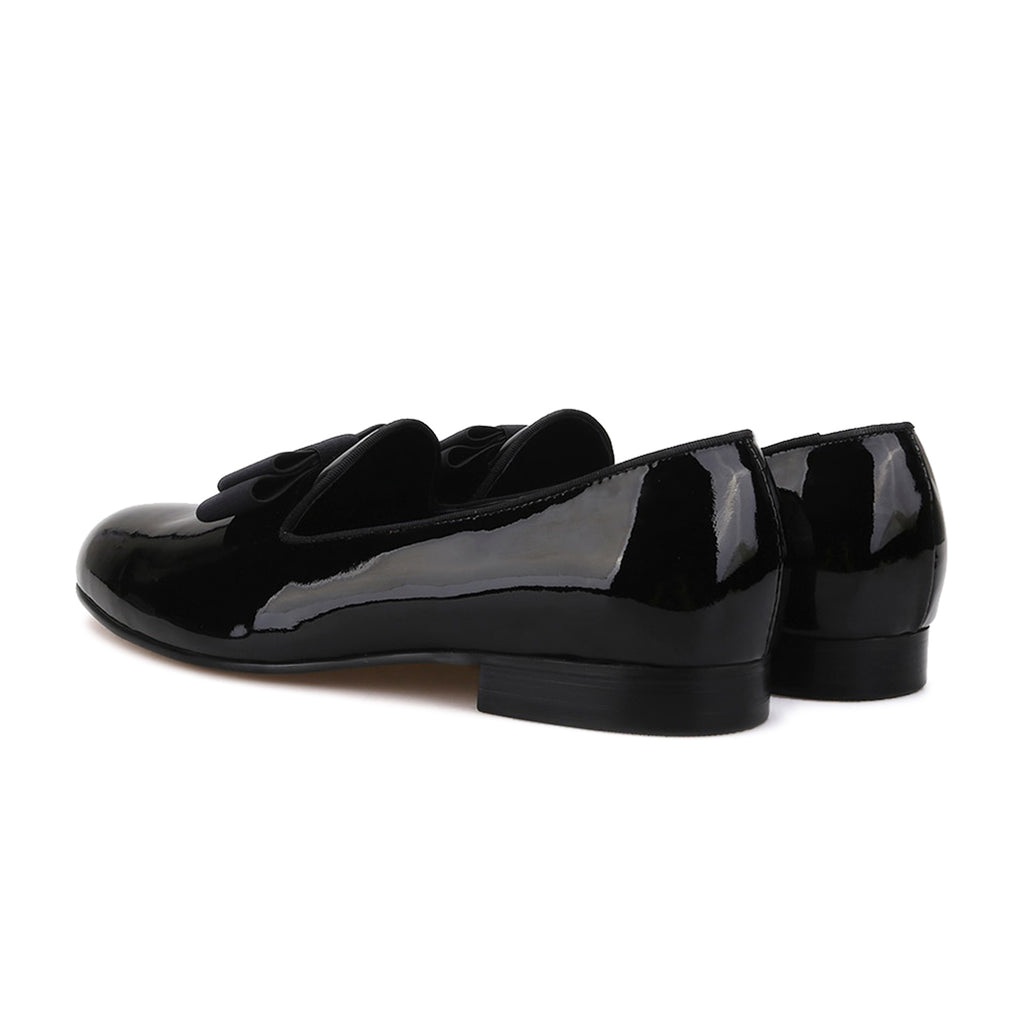 Cenni Black Bowtie Patent Leather Loafer - Loafer Spot Men's Handmade Loafers