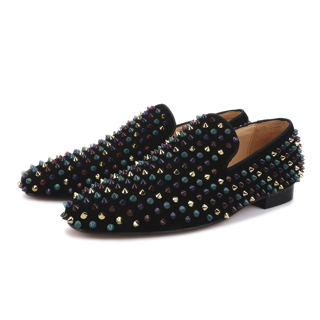 Neri Black Spiked Loafers - Loafer Spot Men's Handmade Loafers