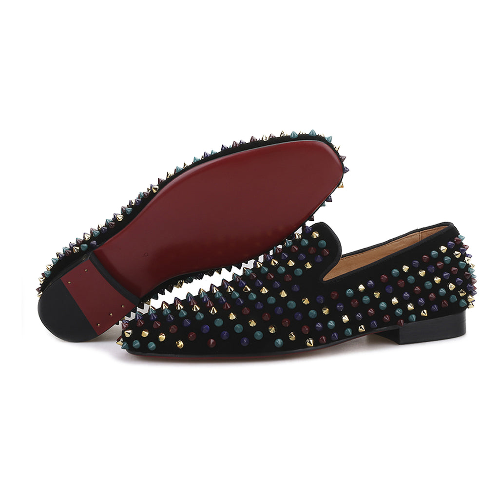 Neri Black Spiked Loafers - Loafer Spot Men's Handmade Loafers