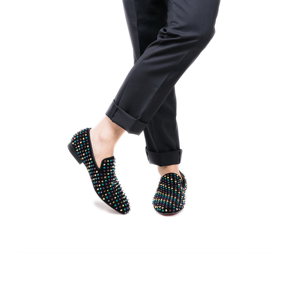 Neri Black Spiked Loafers - Loafer Spot Men's Handmade Loafers