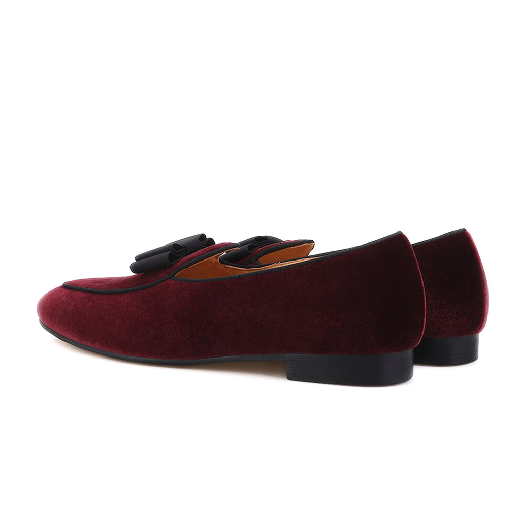 Barone Burgundy Bow Tie Loafers - Loafer Spot Men's Handmade Loafers