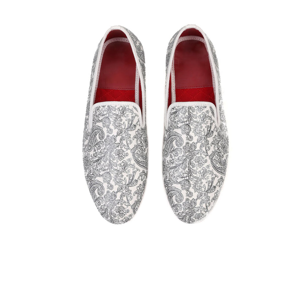 Biagio White Paisley Loafers - Loafer Spot Men's Handmade Loafers