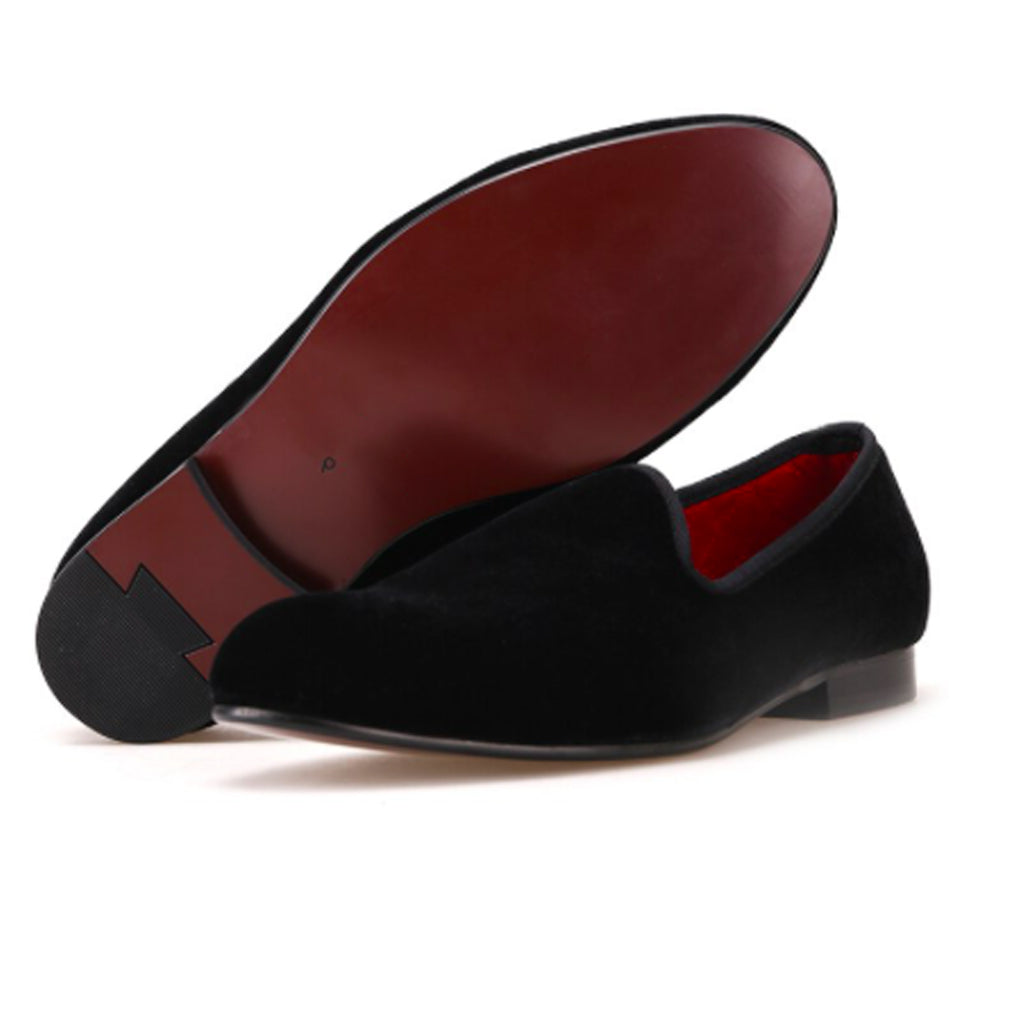 Constatine Black Velvet Loafers - Loafer Spot Men's Handmade Loafers