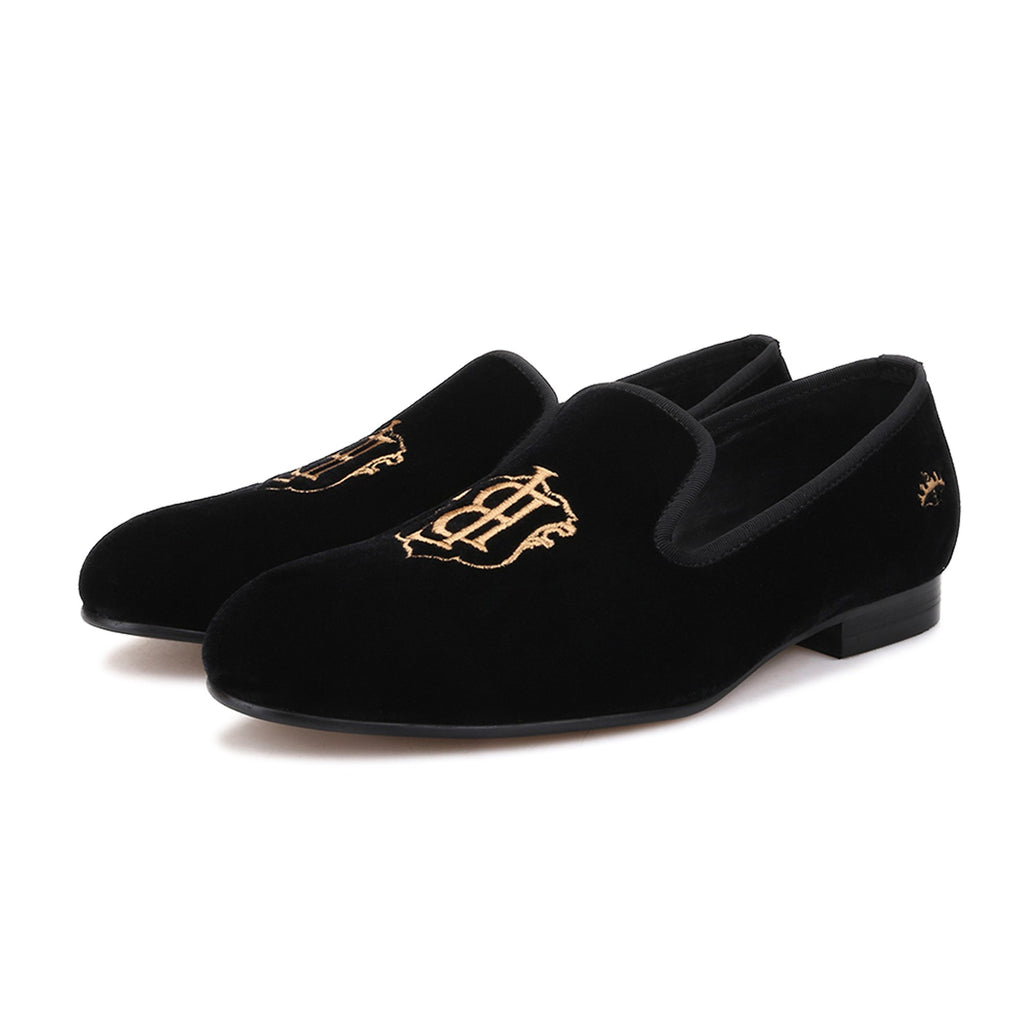 Salvio Black Bullion Velvet Loafer - Loafer Spot Men's Handmade Loafers