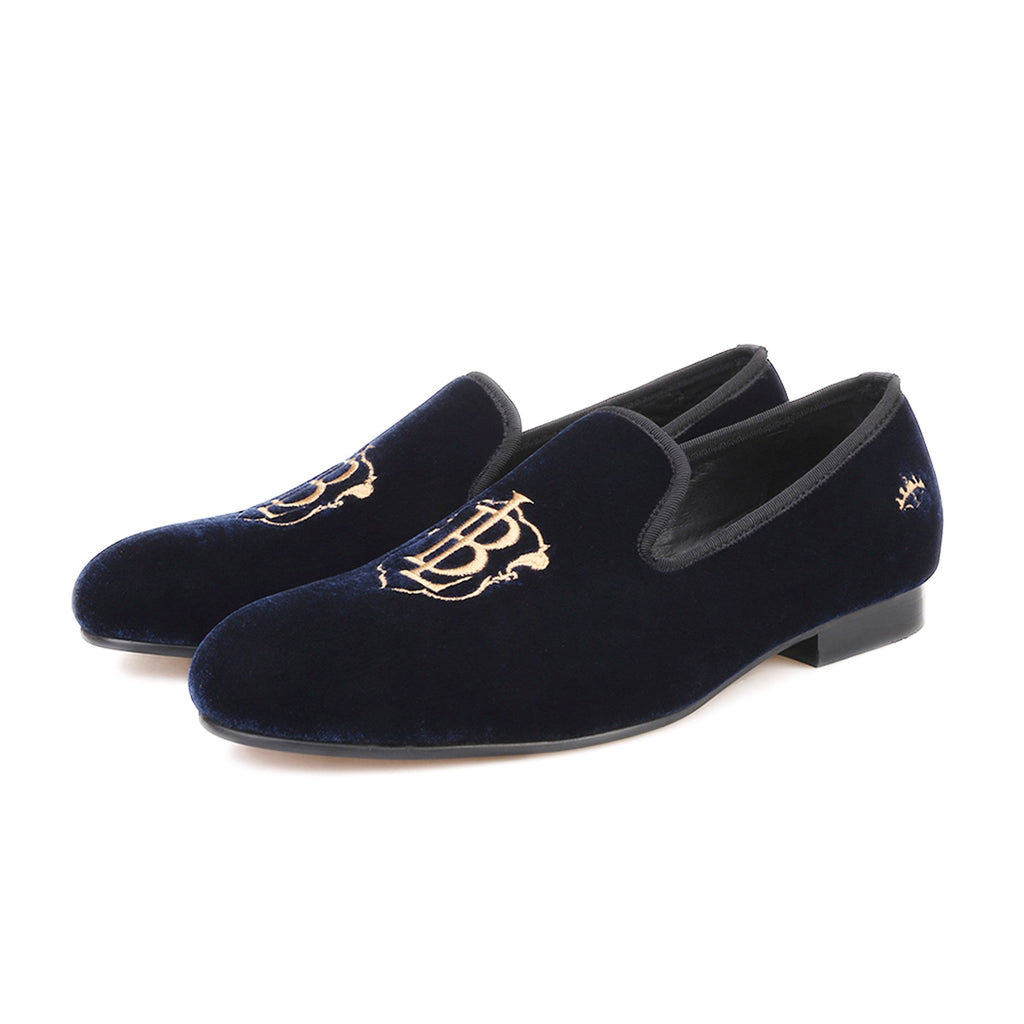 Salvio Navy Bullion Velvet Loafer - Loafer Spot Men's Handmade Loafers