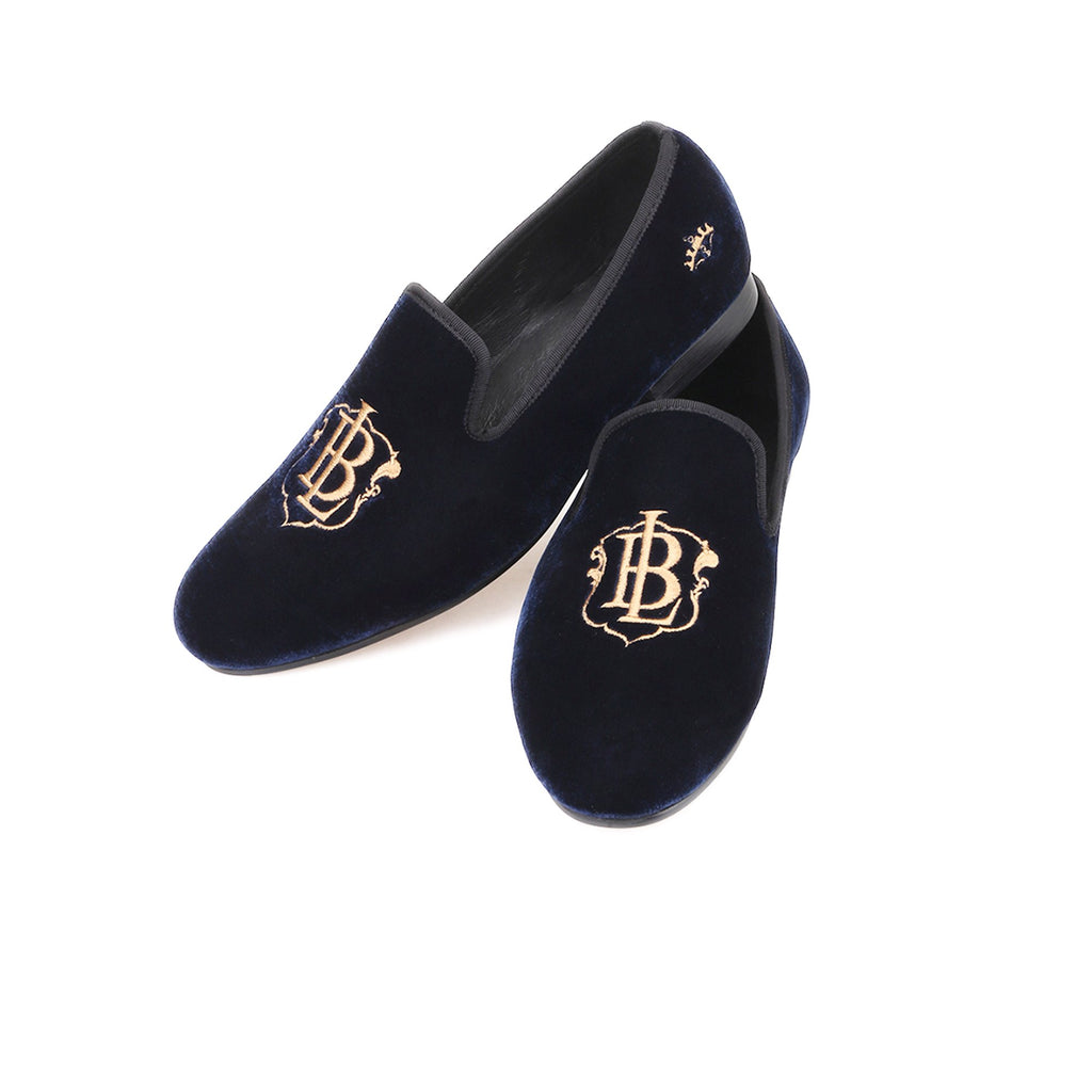 Salvio Navy Bullion Velvet Loafer - Loafer Spot Men's Handmade Loafers