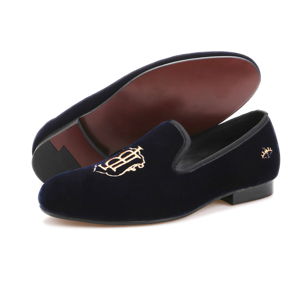 Salvio Navy Bullion Velvet Loafer - Loafer Spot Men's Handmade Loafers