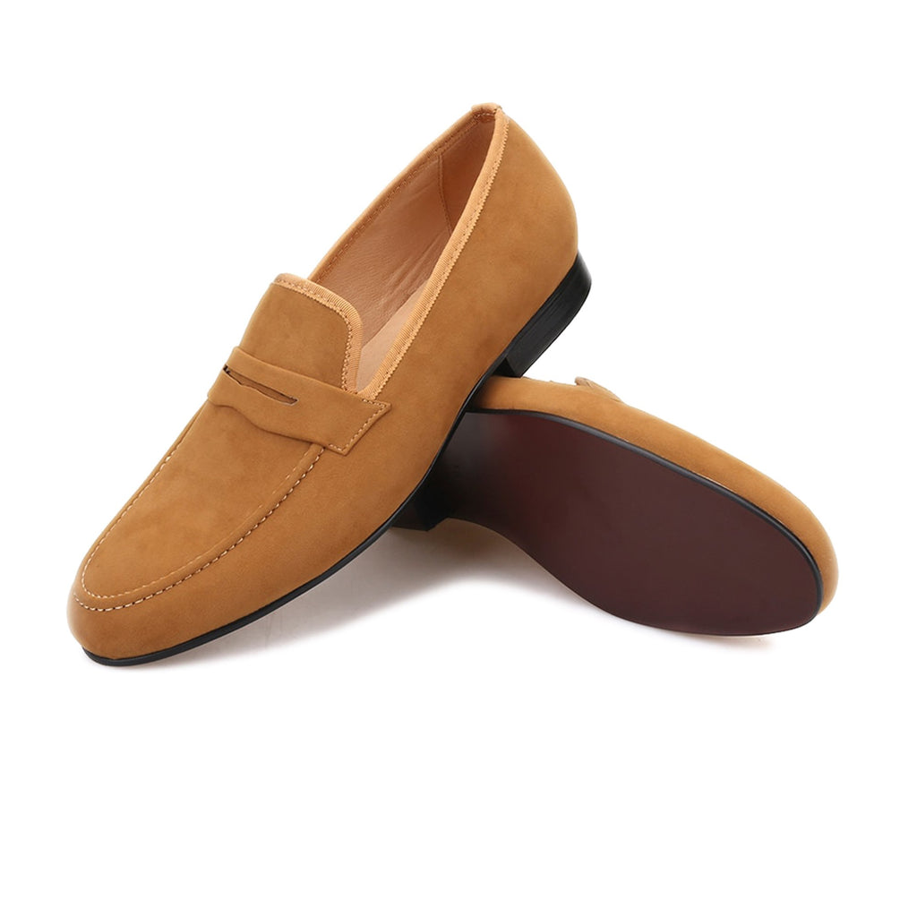 Vannozzo Brown Velvet Penny Loafers - Loafer Spot Men's Handmade Loafers